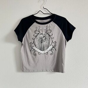 Corpse Bride Gray/Black Raglan Victor/Emily Graphic Tee XL Whimsygoth Grunge Emo